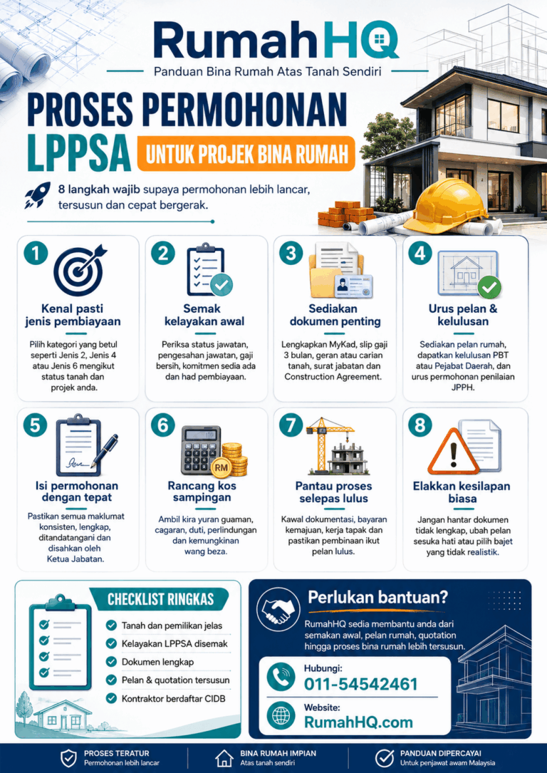 Proses Permohonan LPPSA Untuk Projek Bina Rumah: 8 Langkah Wajib Supaya Permohonan Tak Tersangkut & Rumah Cepat Jalan | RumahHQ 5 Proses Permohonan LPPSA Untuk Projek Bina Rumah 8 Langkah Wajib Supaya Permohonan Tak Tersangkut Rum